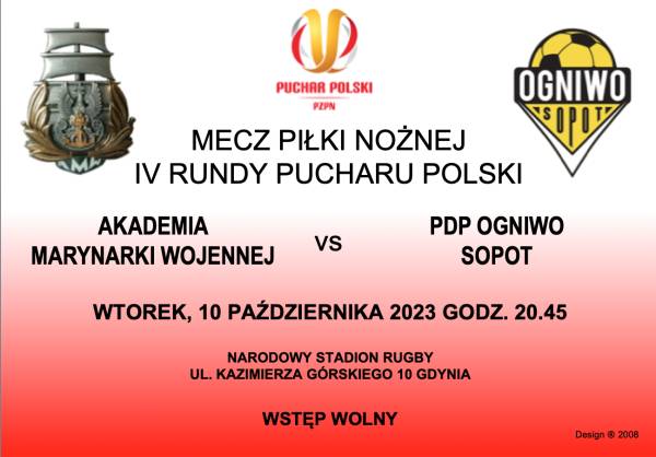 Zaproszenie - mecz IV rundy Pucharu Polski w piłce nożnej AMW vs PDP Ogniwo Sopot